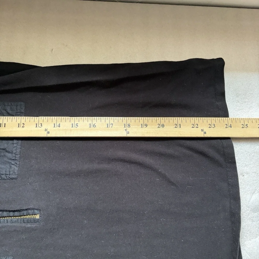 Michael Kors Shirt Women L Black Utility Short Sleeve Gold Zipper Flap Pockets